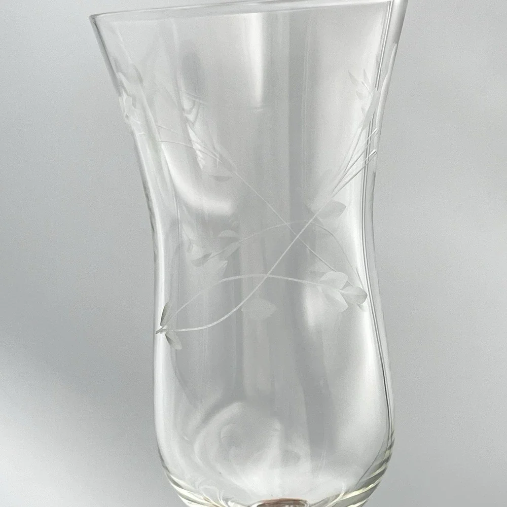 Princess House Heritage Etched Floral Parfait Dessert Glasses Set Of 3‎